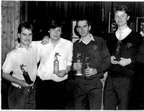 ICI Snooker ~ League Winners<br> L/R Mike Hodges; Christian Daye; Steve Taylor & Paul Phillips (May 1988)