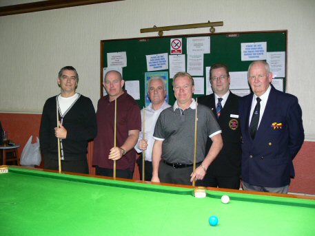 From Left to Right: Steve Cody, (Winner), Neil Greenwood, (Runner-Up), Steve Almond and Steve Whalley (Semi-Finalists), Mike Greenwood and John Newton (Referees).