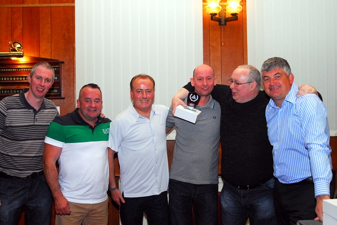 Le Rose Cup Runners-up 2013-14 - Maghull RBL A - Richie Green, Gary Jones, Mike Davies, Dave Jones & Barry Adlington.