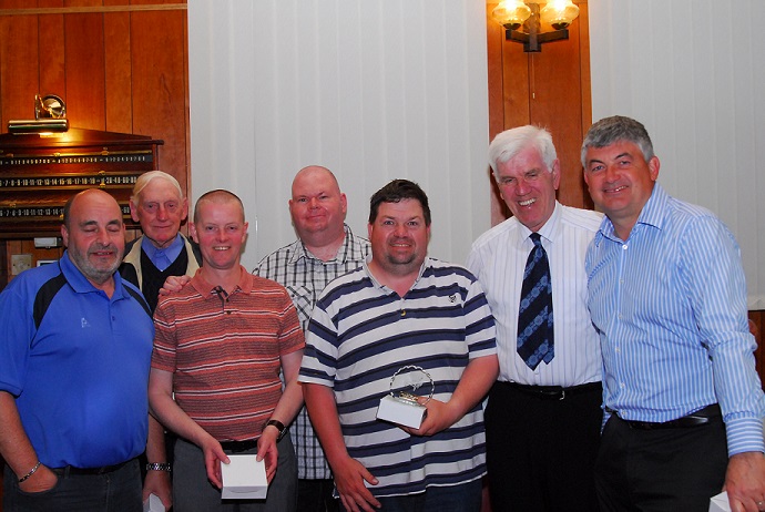 Division One Merit League Runners-up 2013-14 - Aughton Institute A - Robbie Curran, Norman Hallsworth, Graham Russell, Mike Buck, Chris Starkie & Dave Wright
