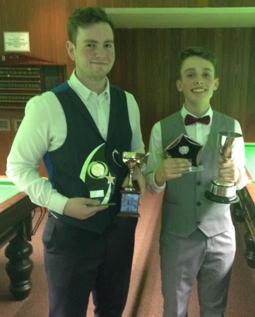 Matthew Lyon (L) and Reggie Edwards (R) Under 19 and Under 16 EABA National Billiards Champions 2015. 