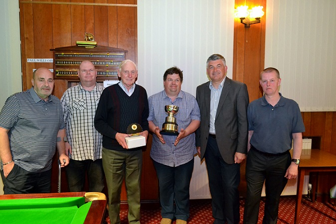 Le Rose Cup Winners 2014-15 - Aughton Institute A - Robbie Curran, Mike Buck, Norman Hallsworth, Chris Starkie & Graham Russell.