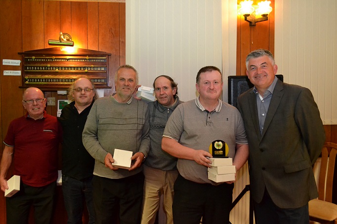 Division One Merit League Runners-up 2015-16 - Upholland Social - Terry Edwards, Dave Usher, Tony Hardaker, Peter Hardaker & Steve Mobbs.