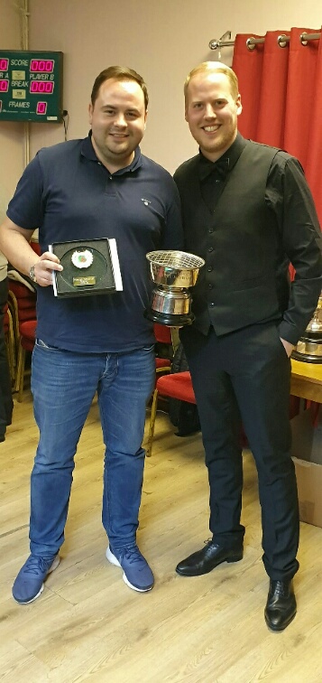 Liam Wharton 2018-19 Individual Handicap Winner receiving his trophy off Allan Taylor