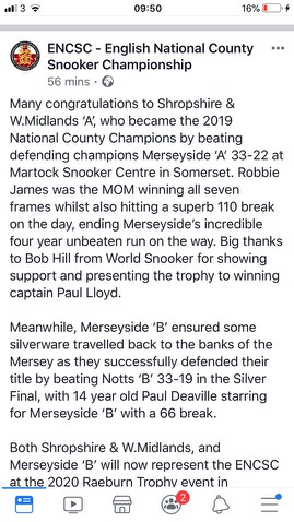 Merseyside A and B team 2019 comments.